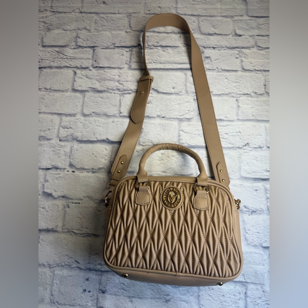 Valentino Orlandi Beige Quilted Crossbody Bag